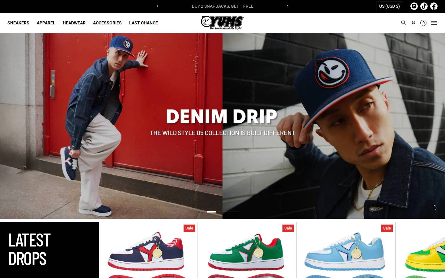 yumsshoes.com homepage screenshot