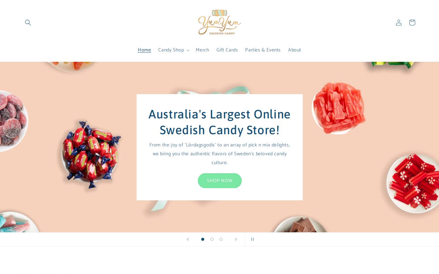 yumyumcandy.com.au homepage screenshot