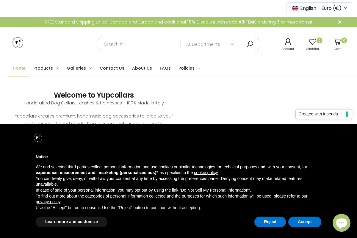 yupcollars.com homepage screenshot
