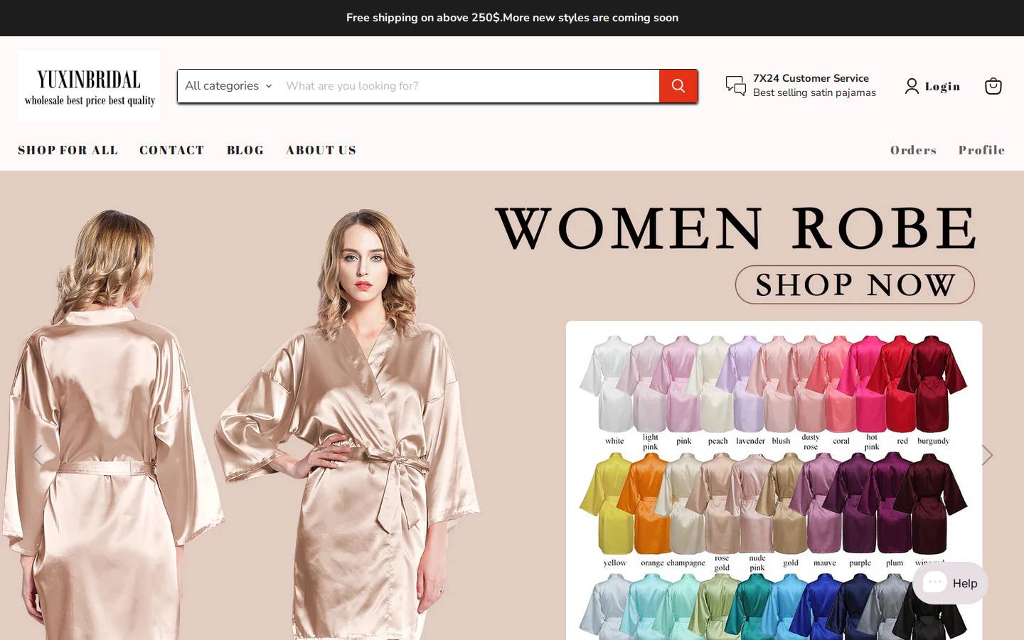 yuxinbridal.com homepage screenshot