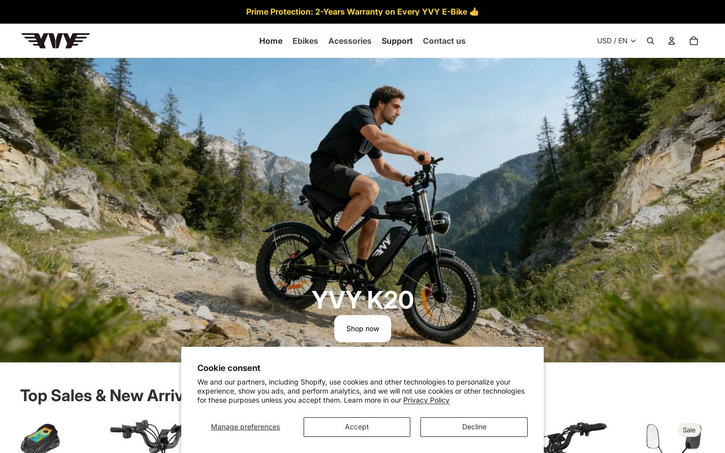 yvy-ebike.com homepage screenshot