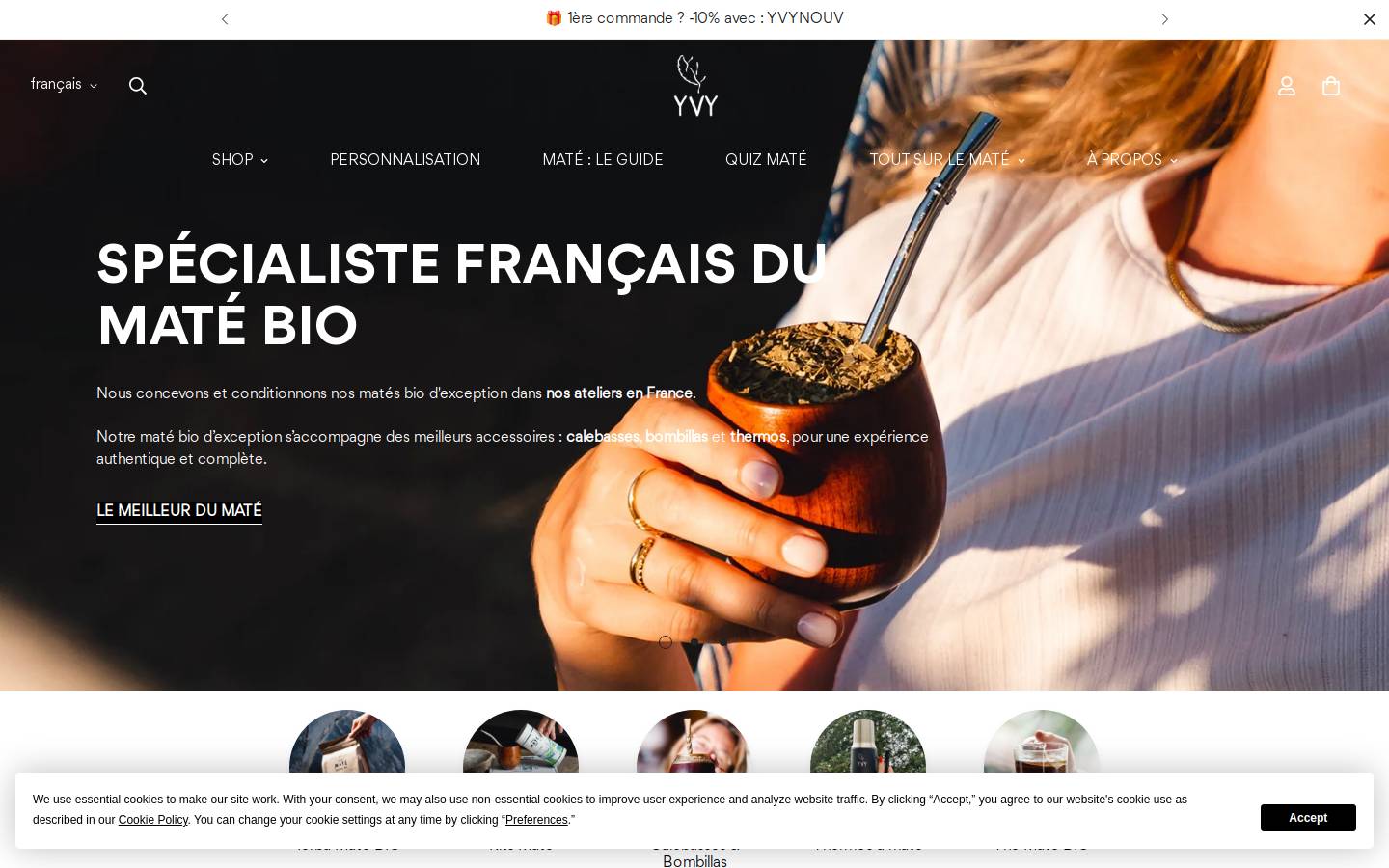 YVY Maté homepage screenshot
