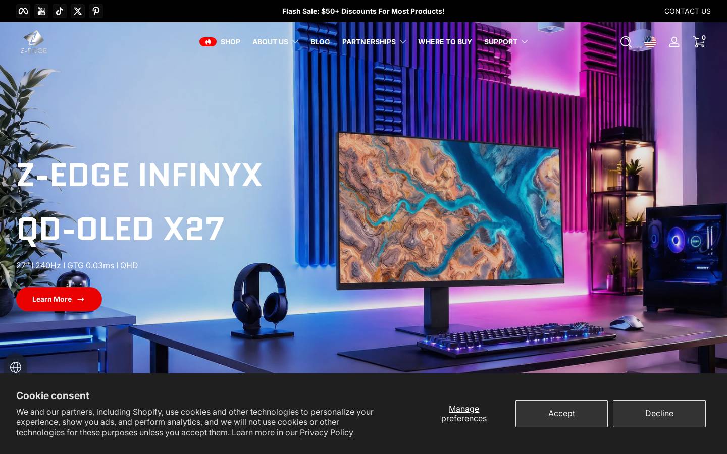 Z Edge homepage screenshot