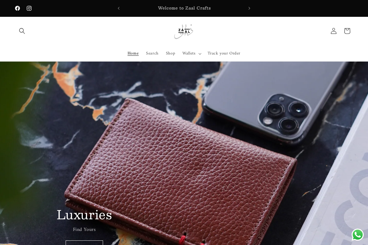 Zaal Crafts homepage screenshot