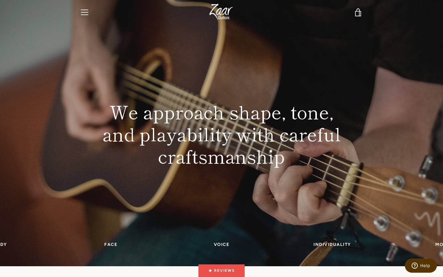 zaar-guitars.com homepage screenshot