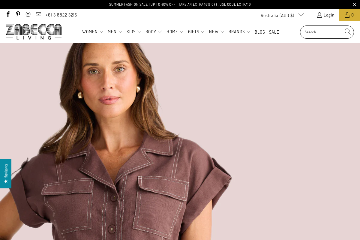 zabeccaliving.com.au homepage screenshot