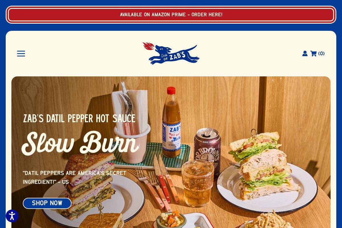 zabssauce.com homepage screenshot