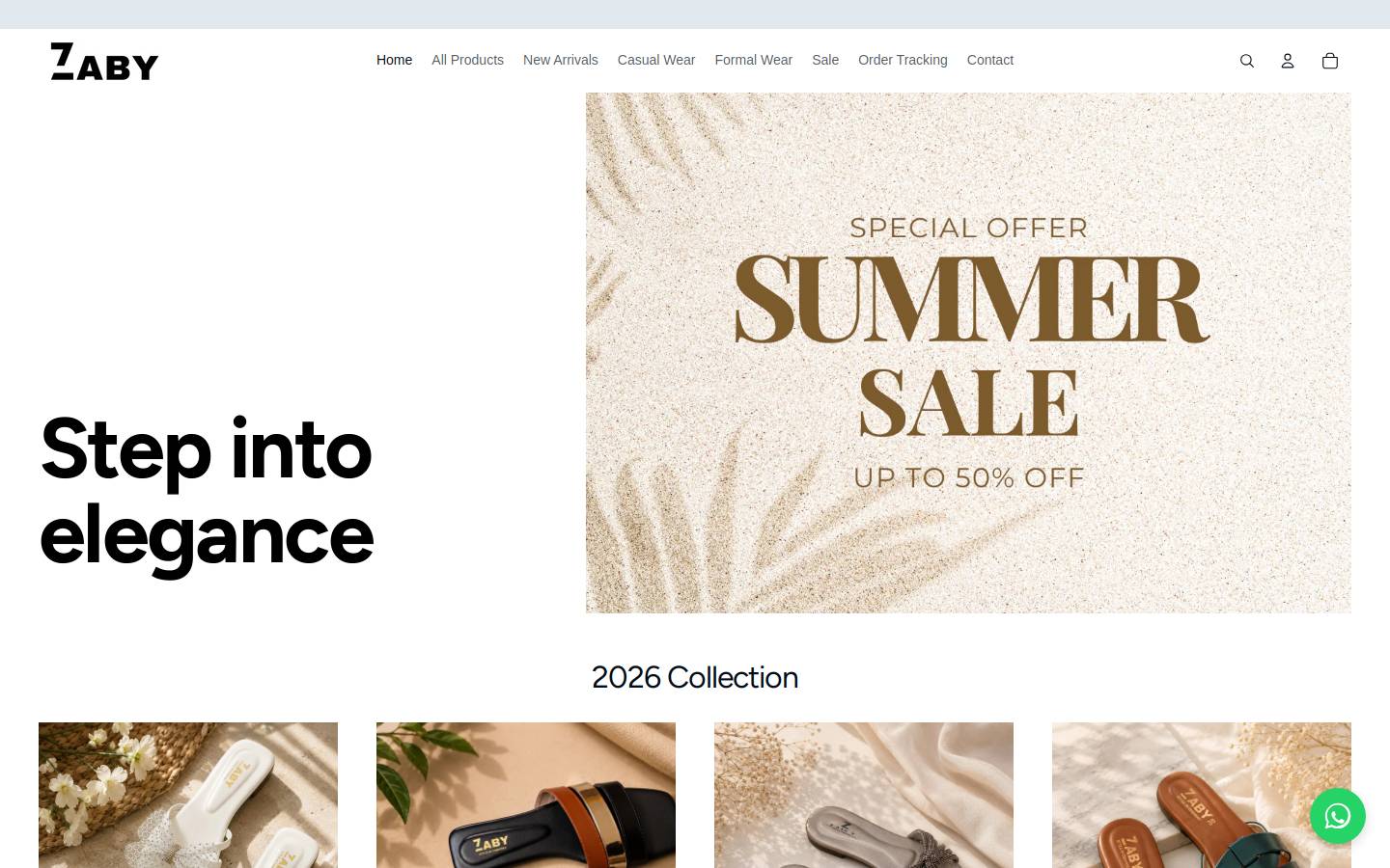 zabyshoes.com homepage screenshot