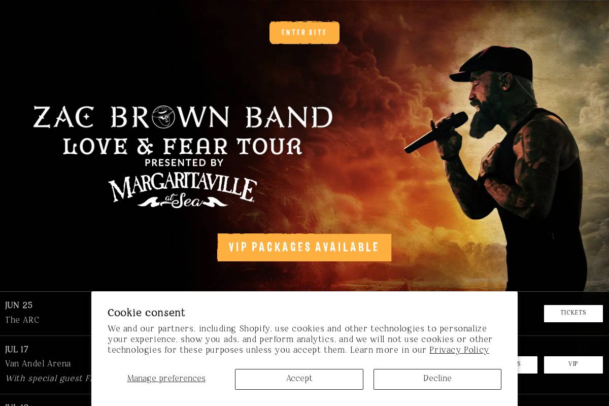 zacbrownband.com homepage screenshot