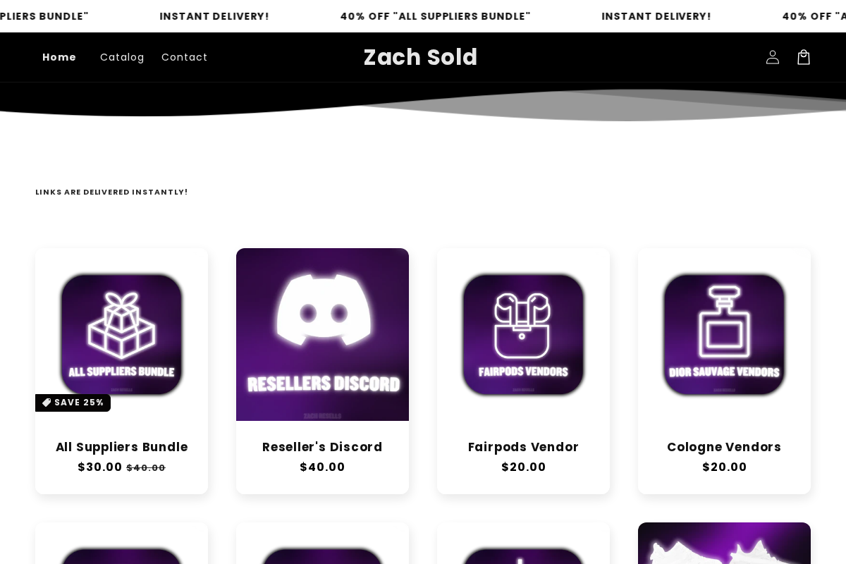 Zachresells homepage screenshot
