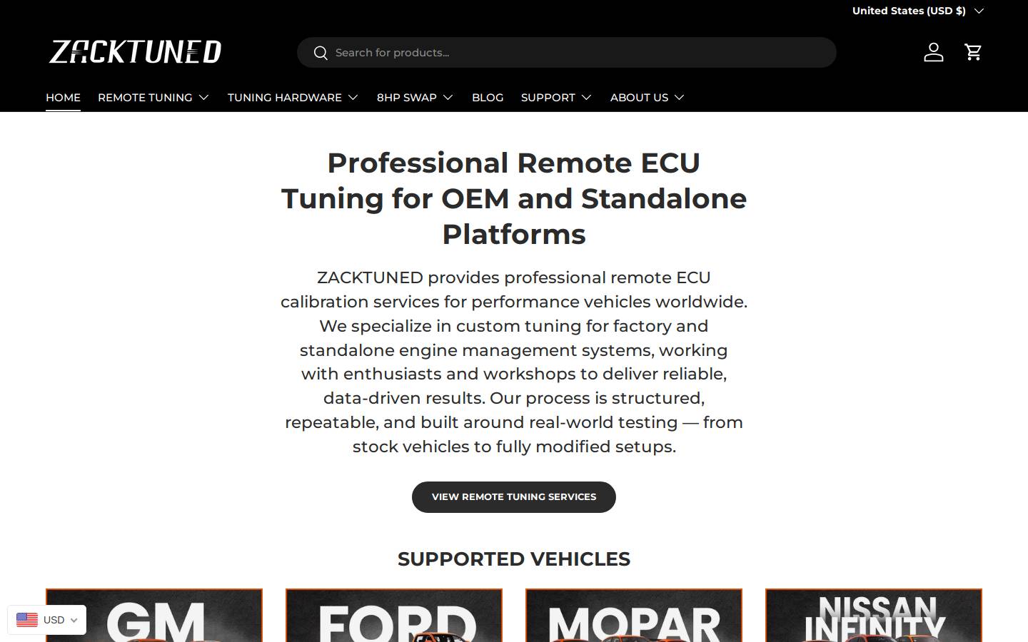 zacktuned.com homepage screenshot