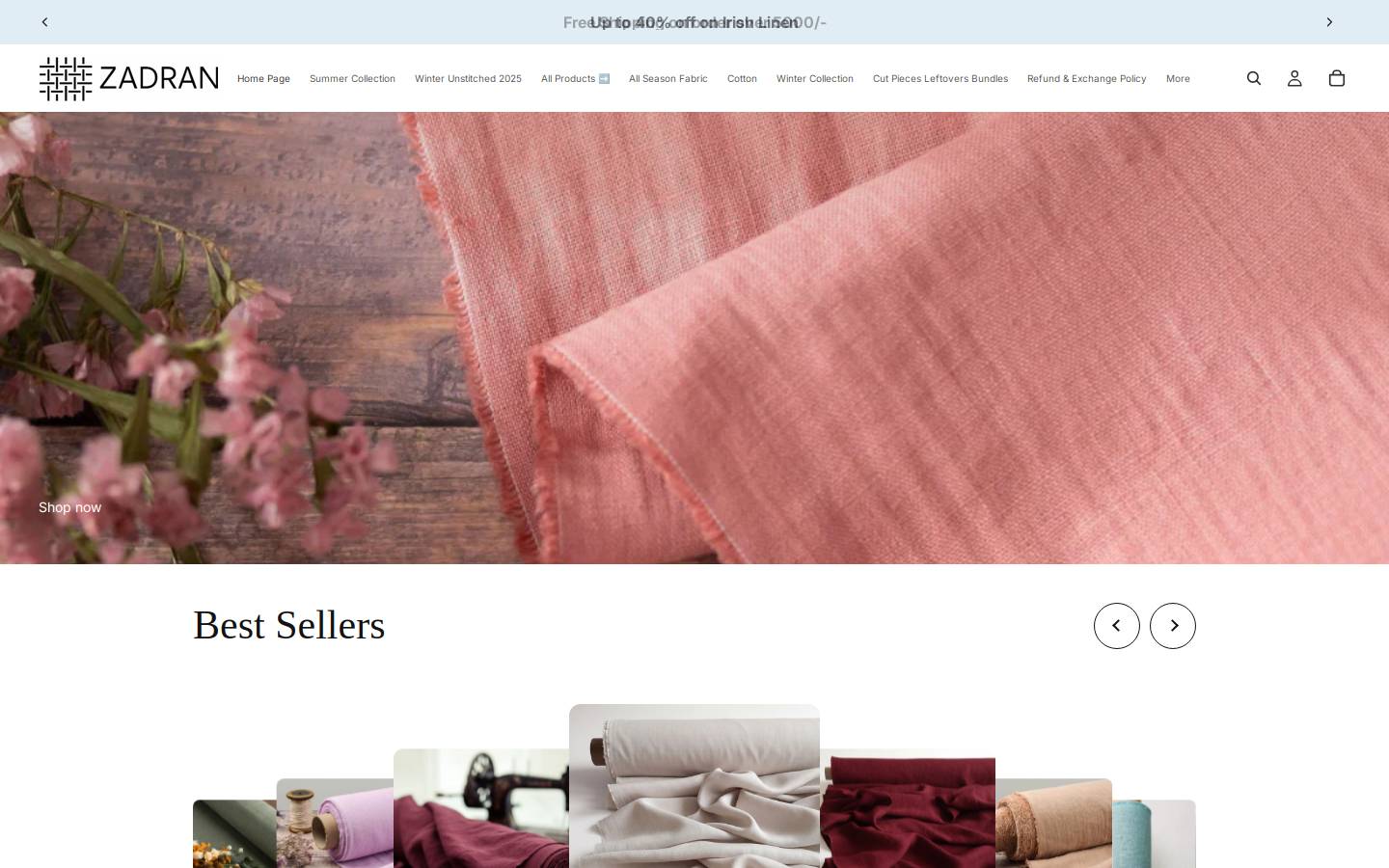 zadran.store homepage screenshot
