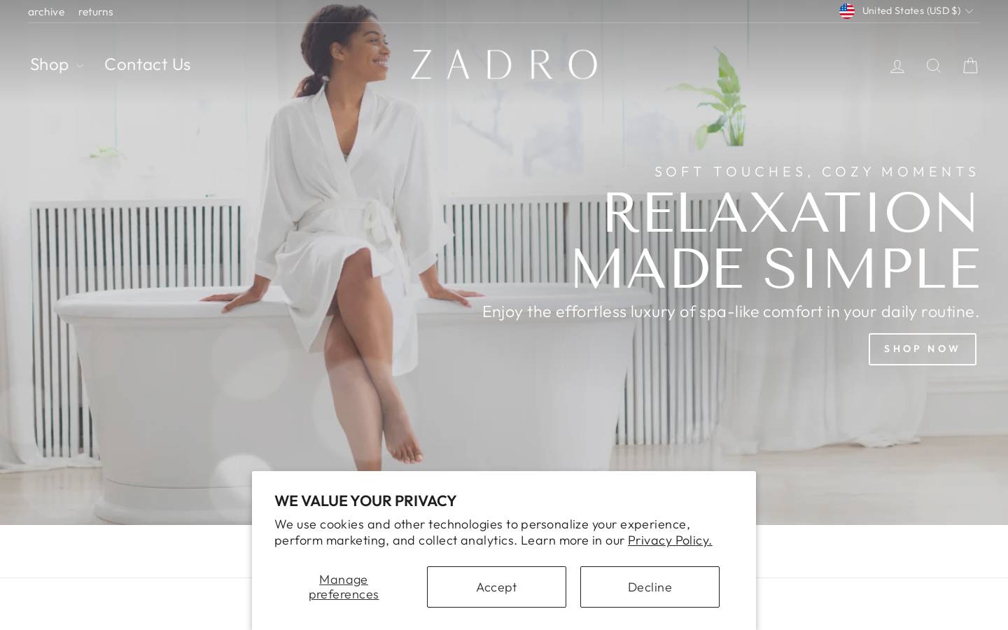 zadroinc.com homepage screenshot