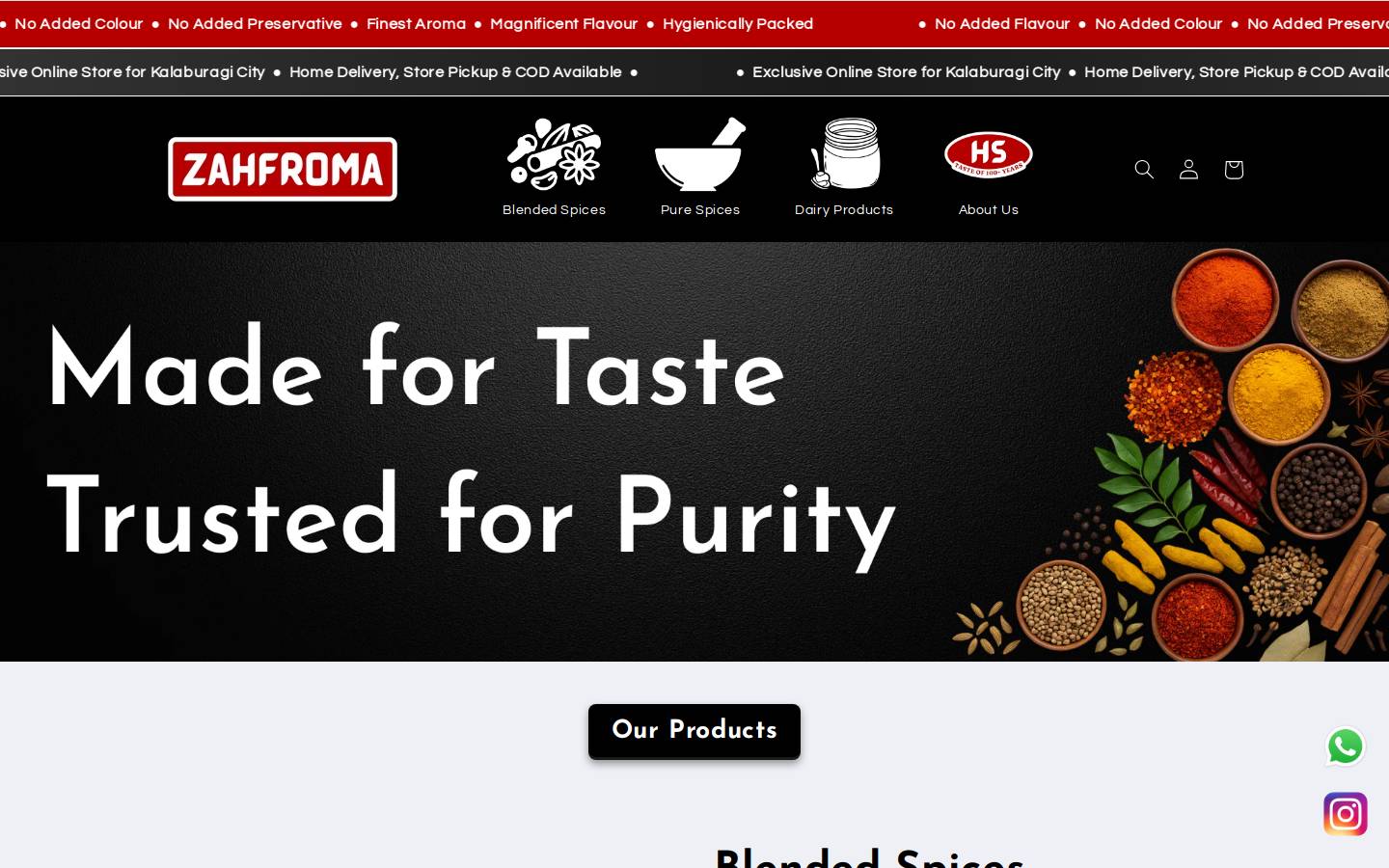 zafroma.com homepage screenshot