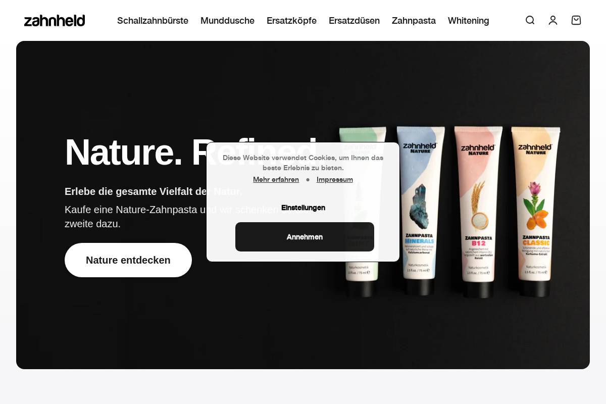 Zahnheld homepage screenshot