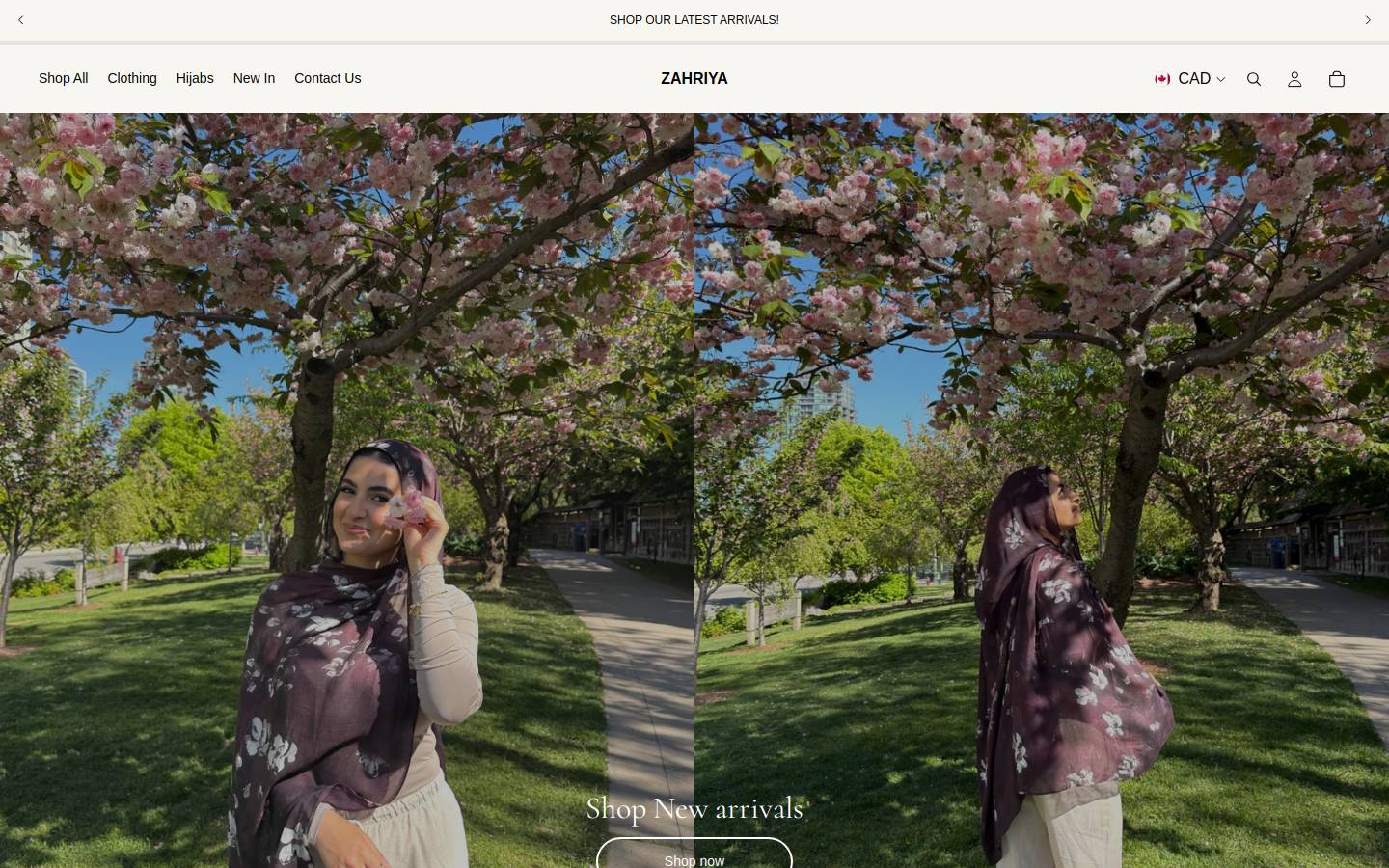 zahriya.ca homepage screenshot