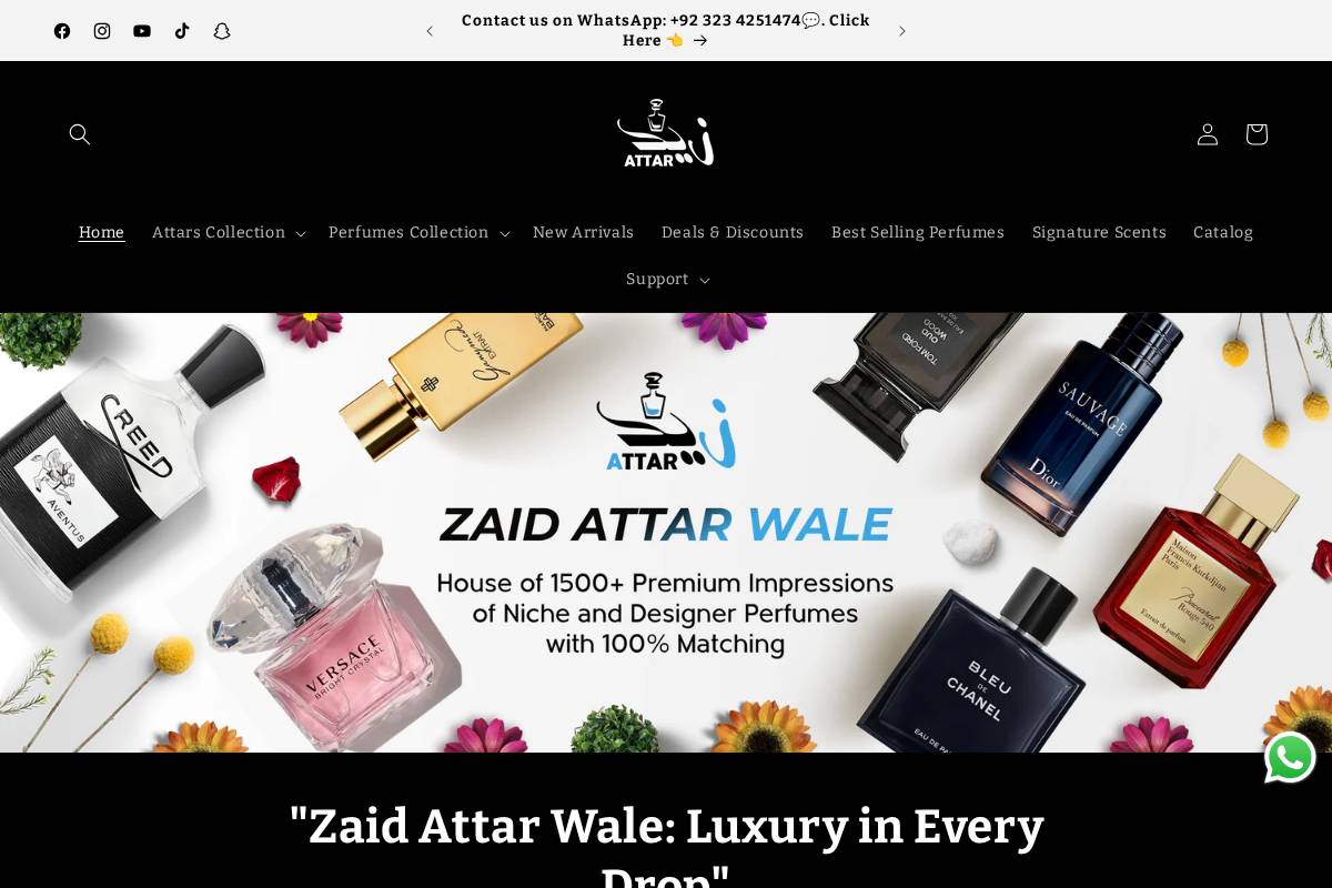 zaidattarwale.com homepage screenshot