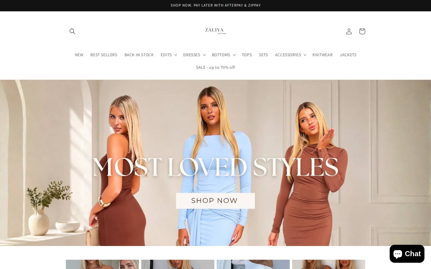Zaliyaboutique homepage screenshot