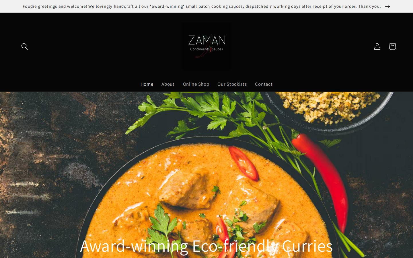 zamancondimentsandsauces.com homepage screenshot