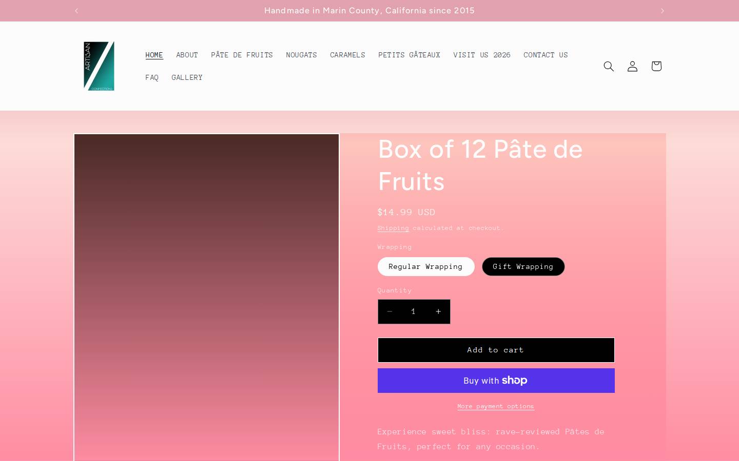 zamartisanconfections.com homepage screenshot