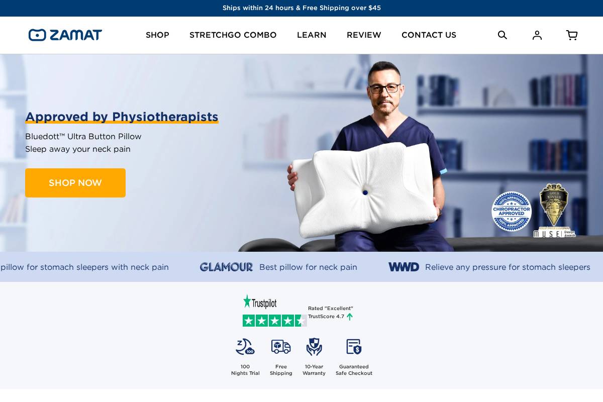 ZAMATHOME homepage screenshot