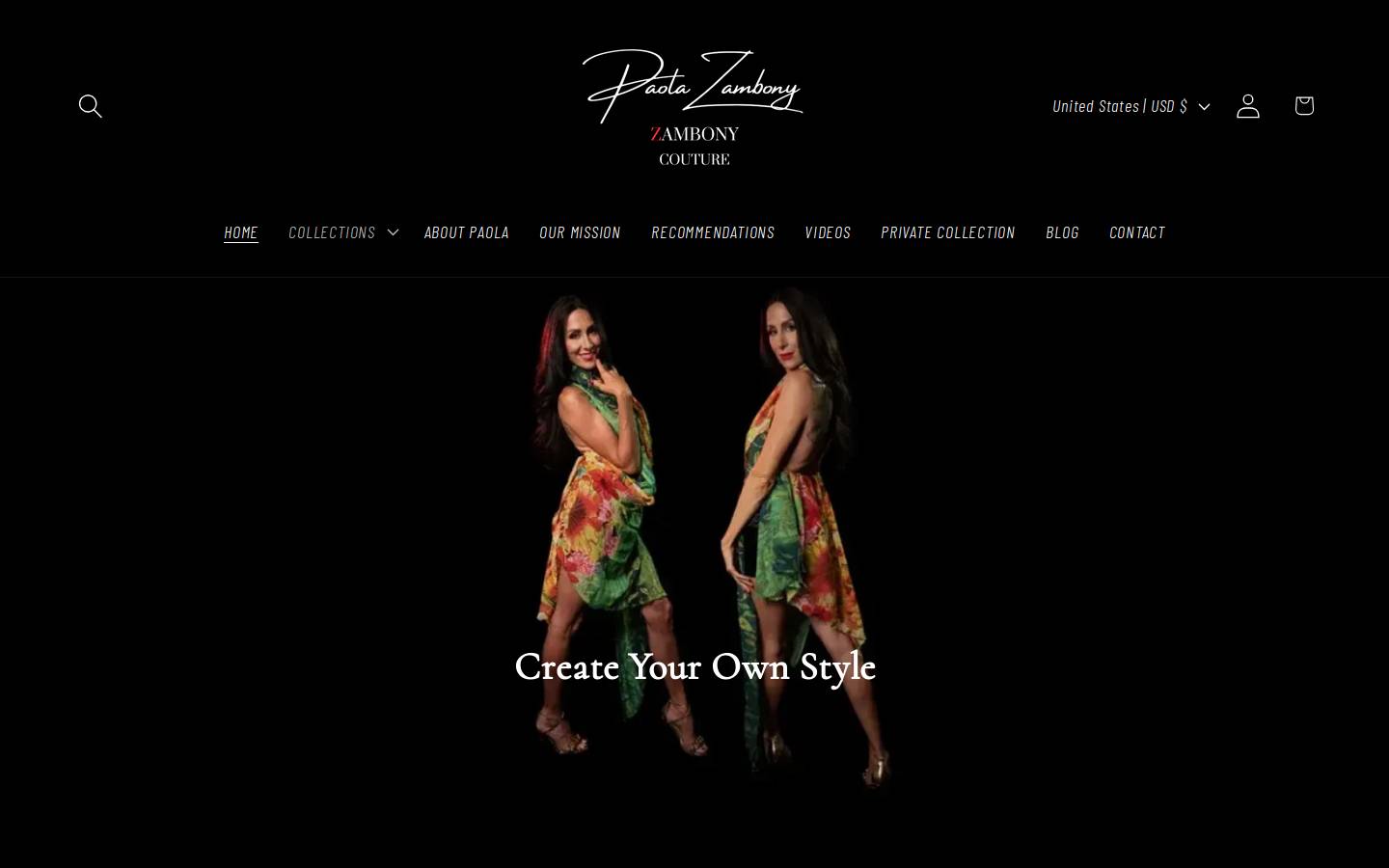 zambonycouture.com homepage screenshot
