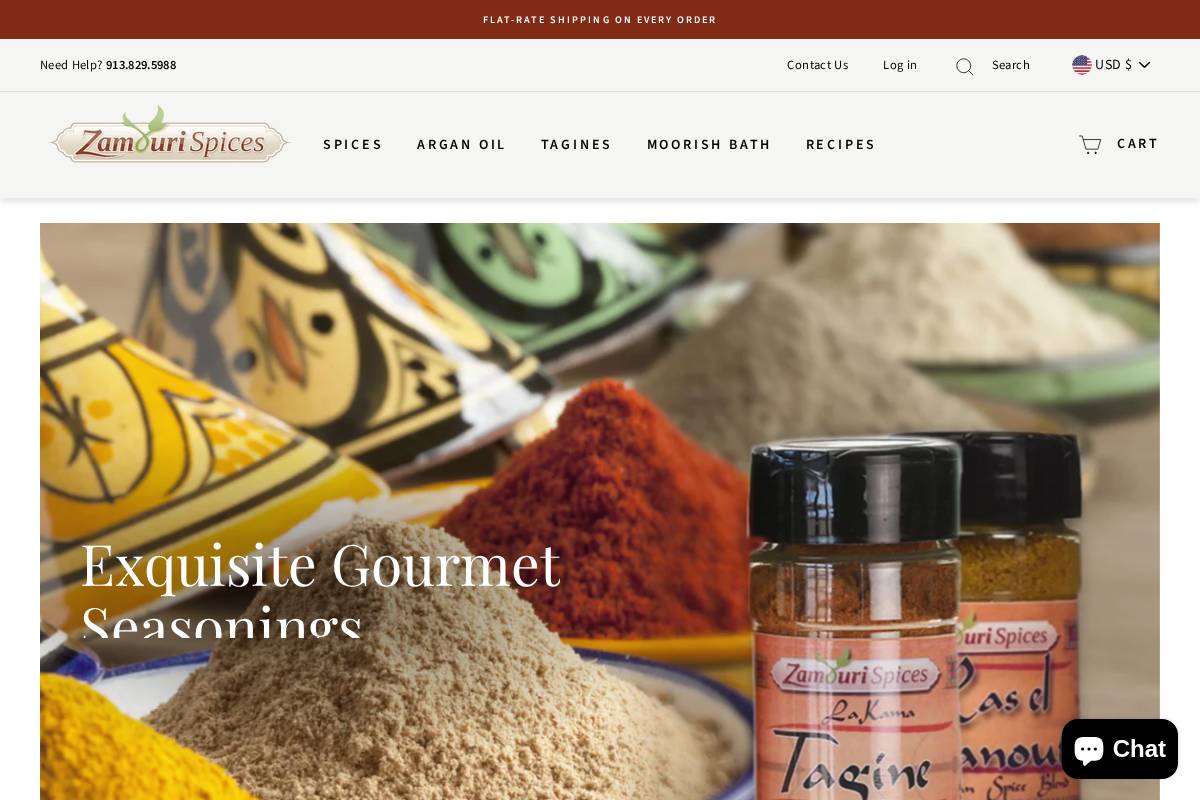 Zamouri Spices homepage screenshot