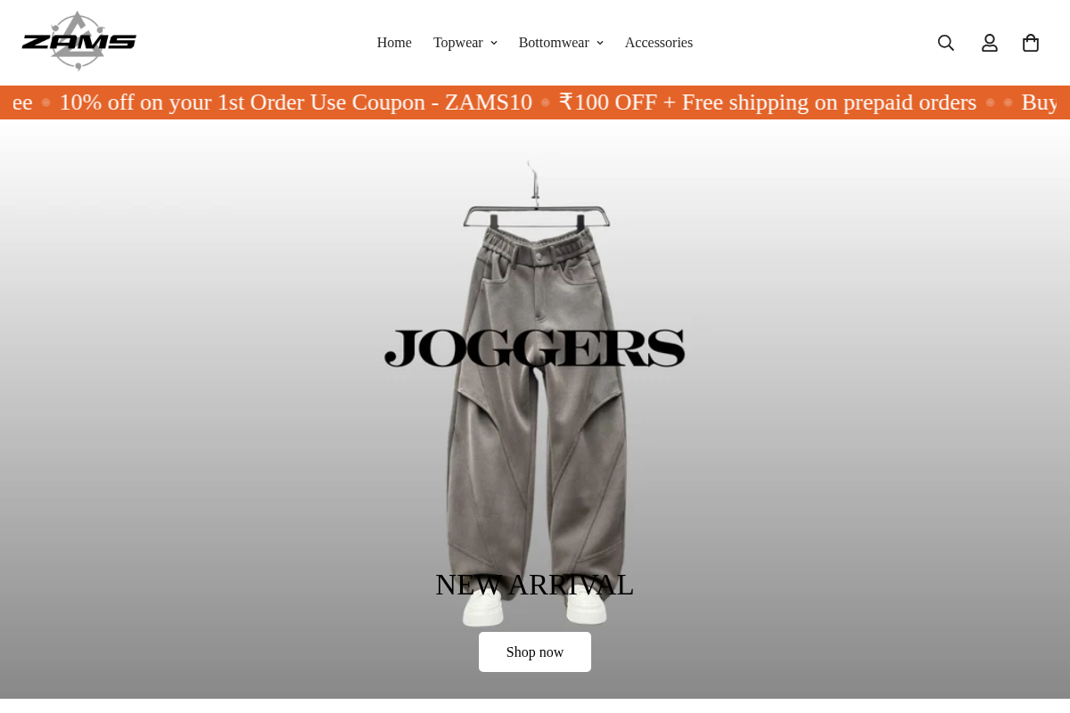 Zams Fashion homepage screenshot