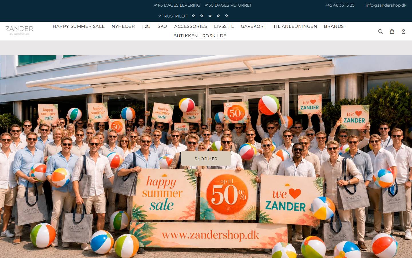 Zandershop homepage screenshot