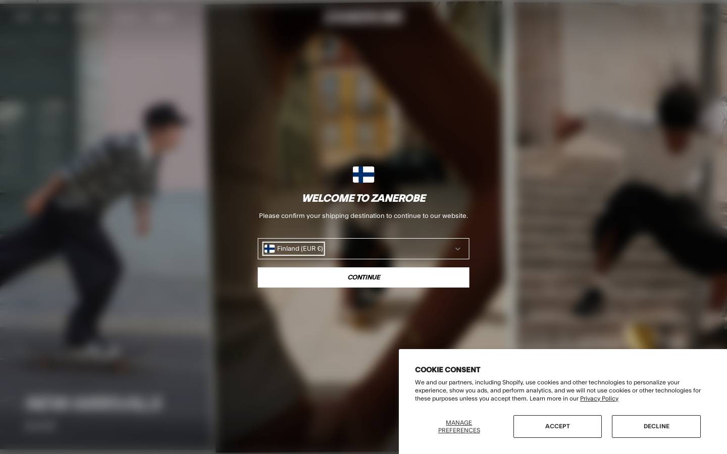 ZANEROBE homepage screenshot