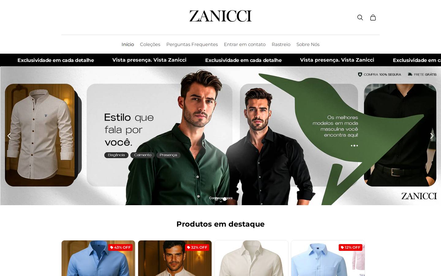 zanicci.com homepage screenshot