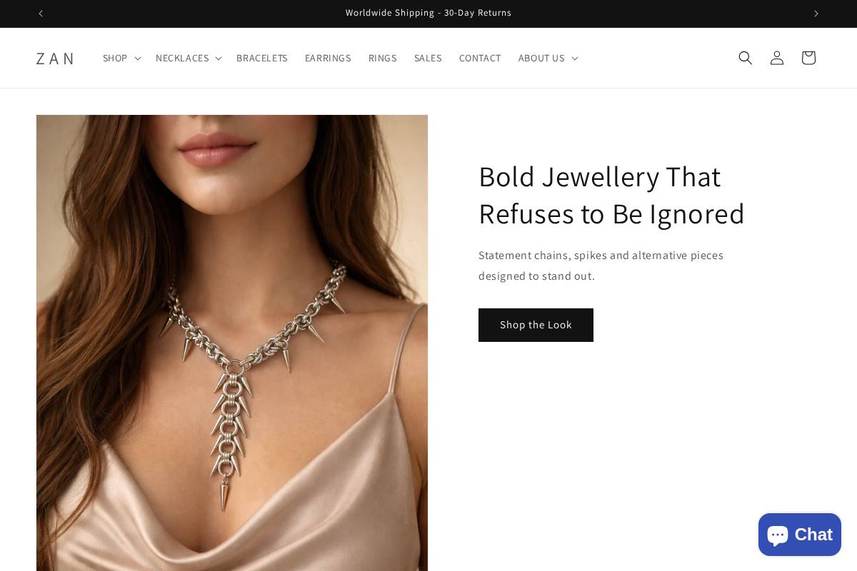 zanjewellery.com homepage screenshot