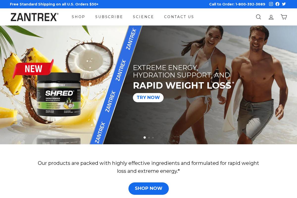 zantrex.com homepage screenshot