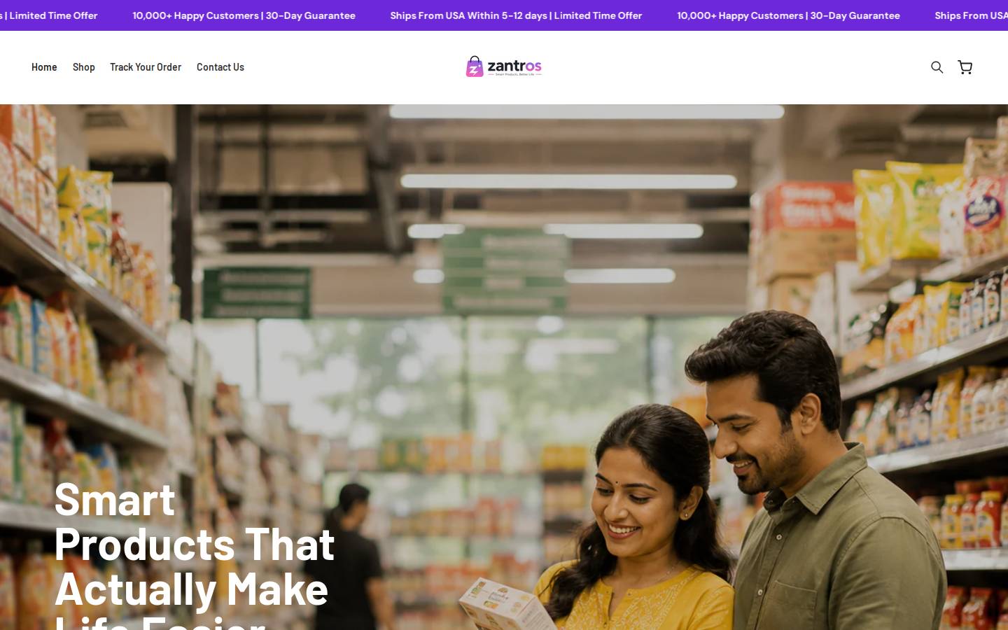 zantrosshop.com homepage screenshot