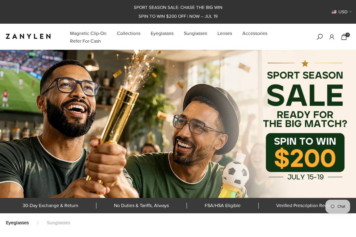zanylenoptical.com homepage screenshot