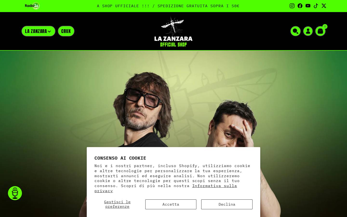 zanzarashop.com homepage screenshot