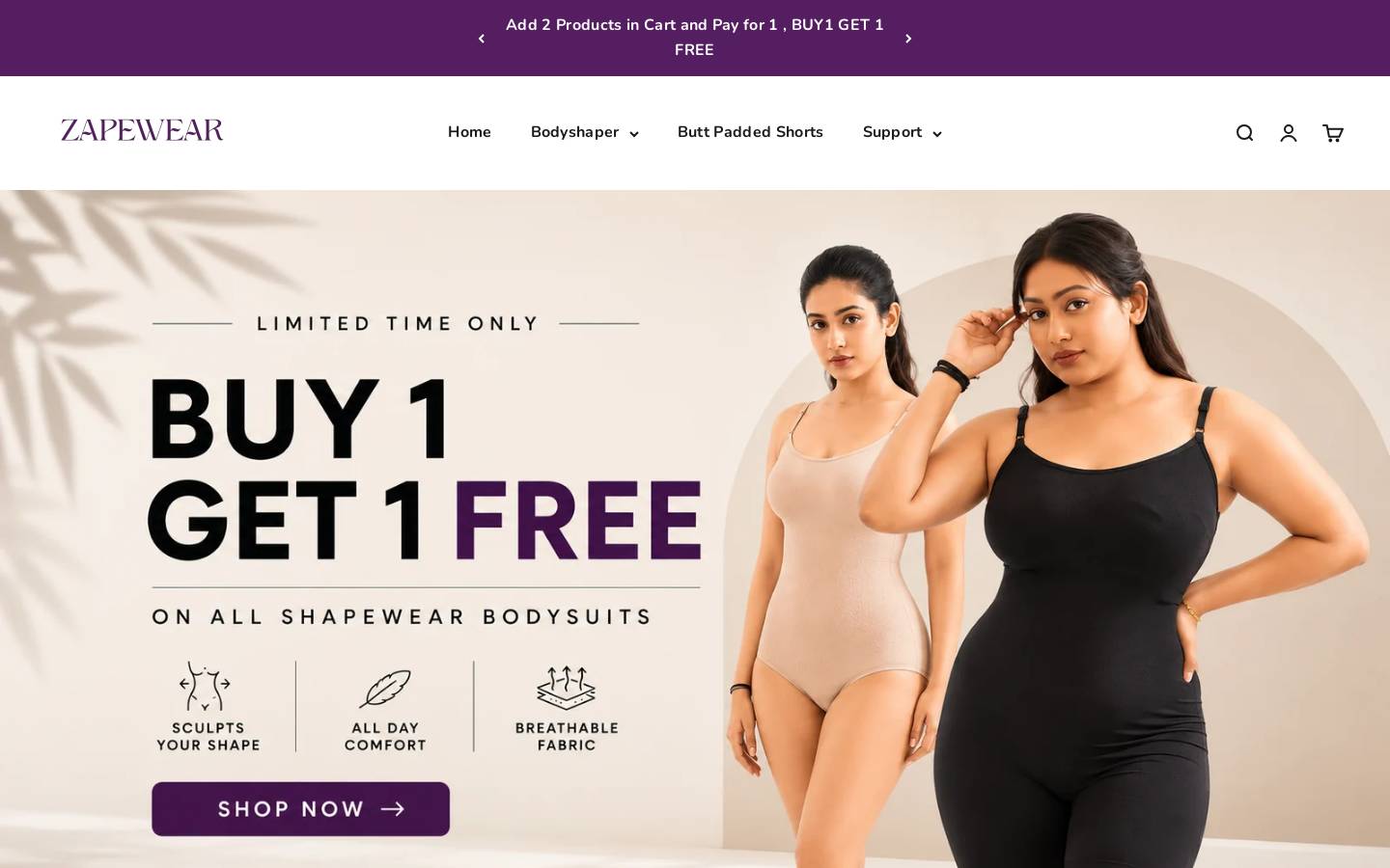zapewear.com homepage screenshot