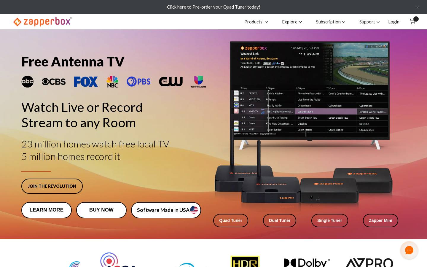 zapperbox.com homepage screenshot
