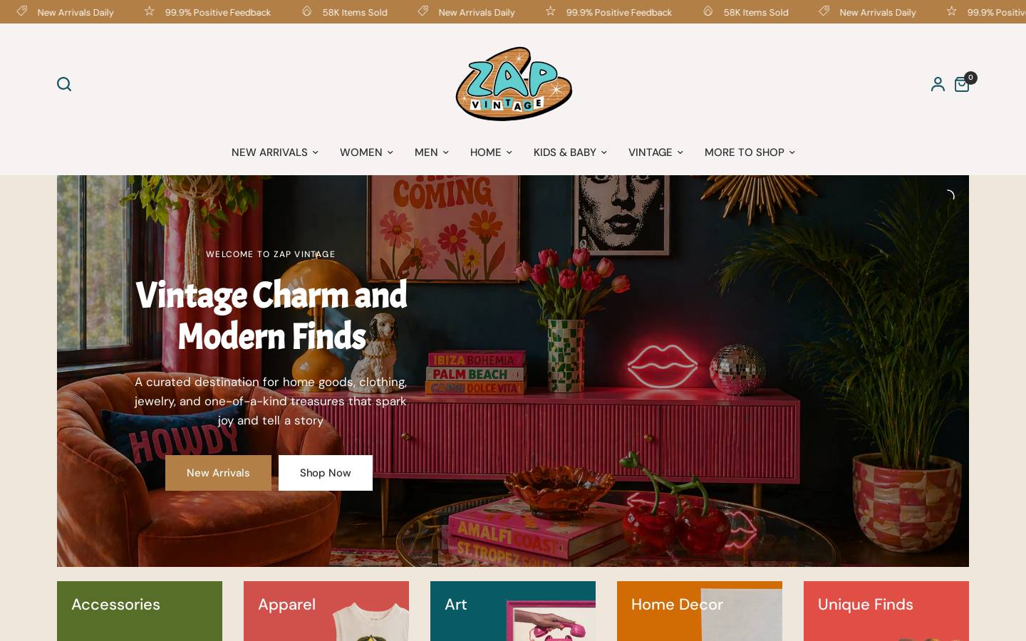 zapvintage.com homepage screenshot