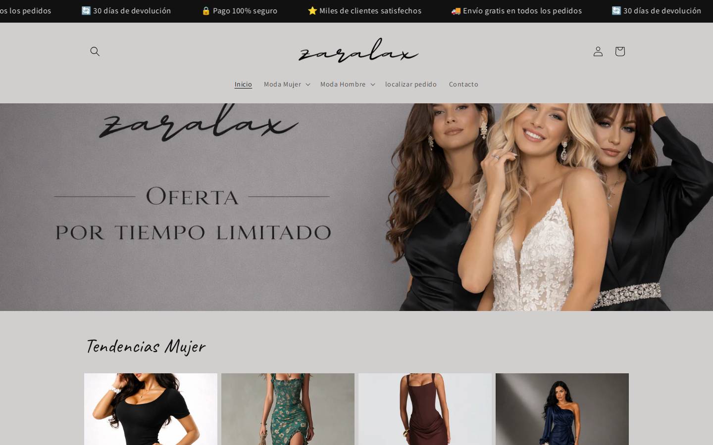 zaralax.com homepage screenshot