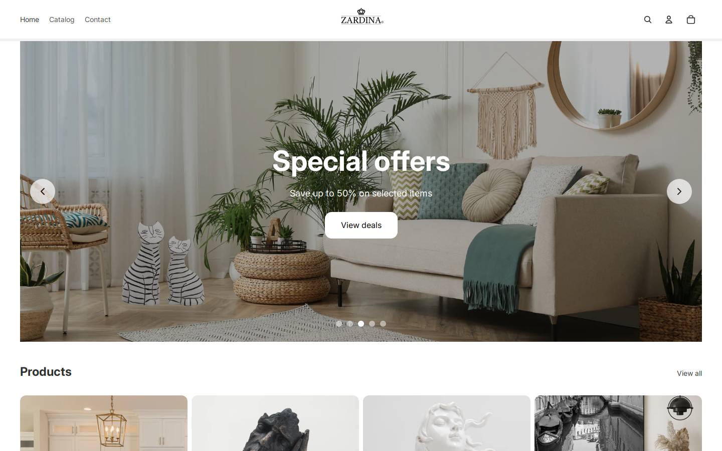 zardina.com homepage screenshot