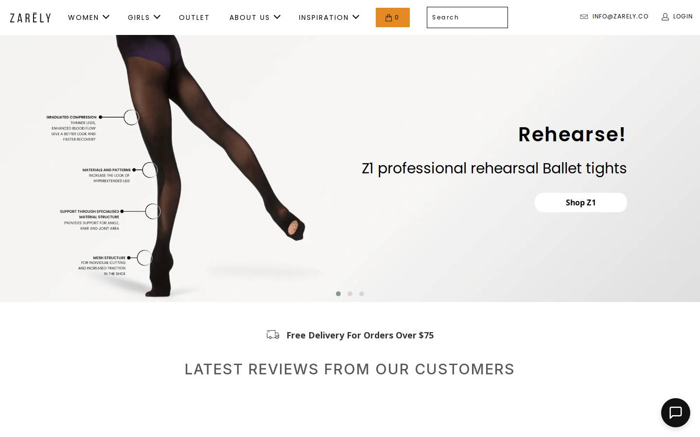 Zarely homepage screenshot