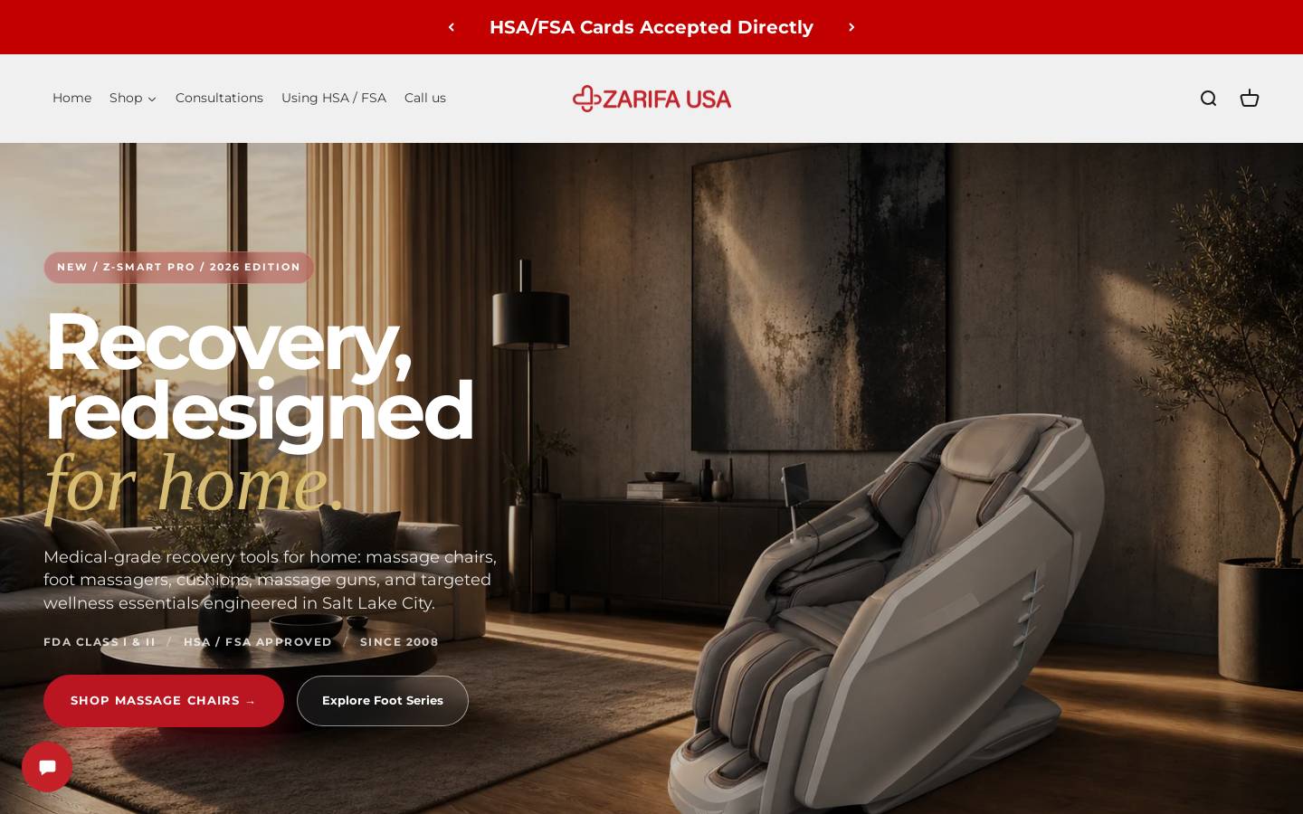 Zarifa USA homepage screenshot