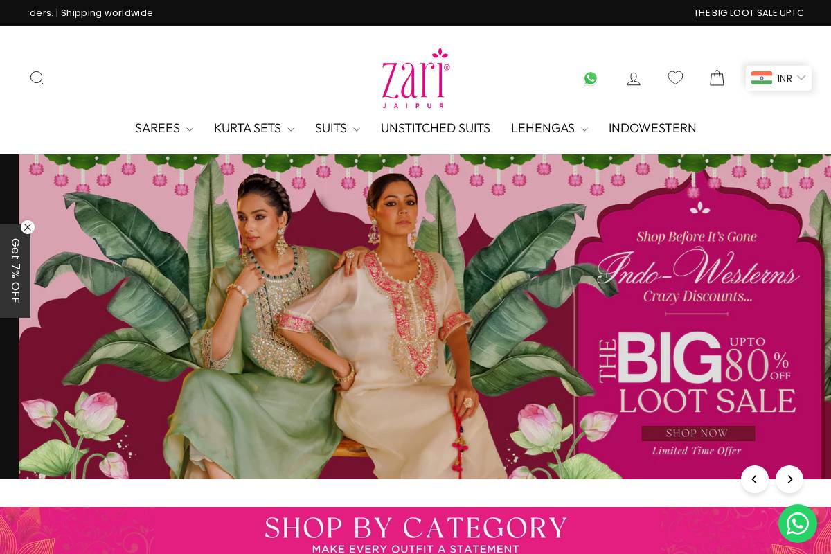 zarijaipur.com homepage screenshot