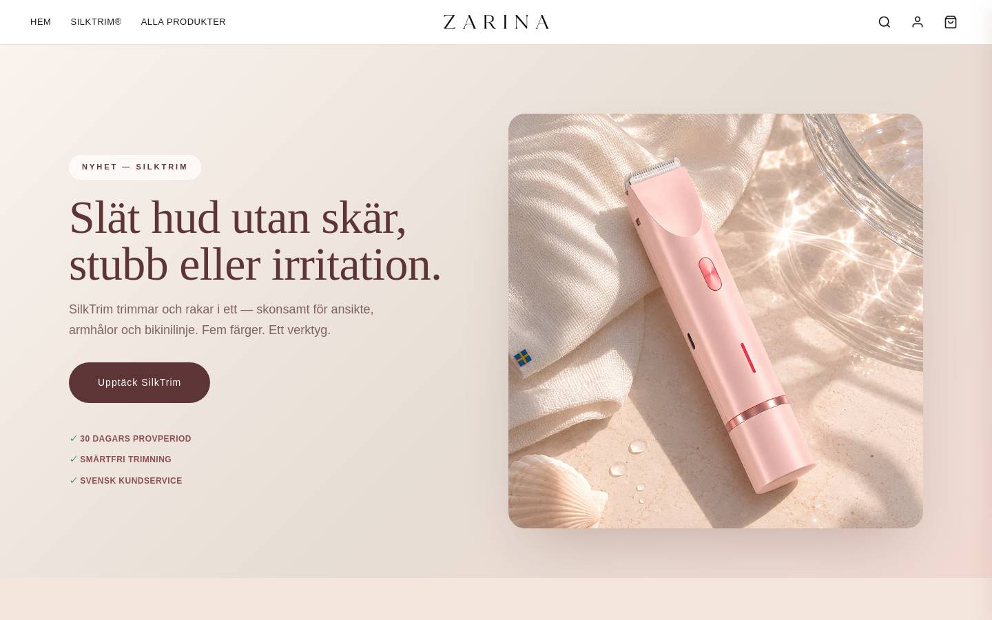 zarina.se homepage screenshot