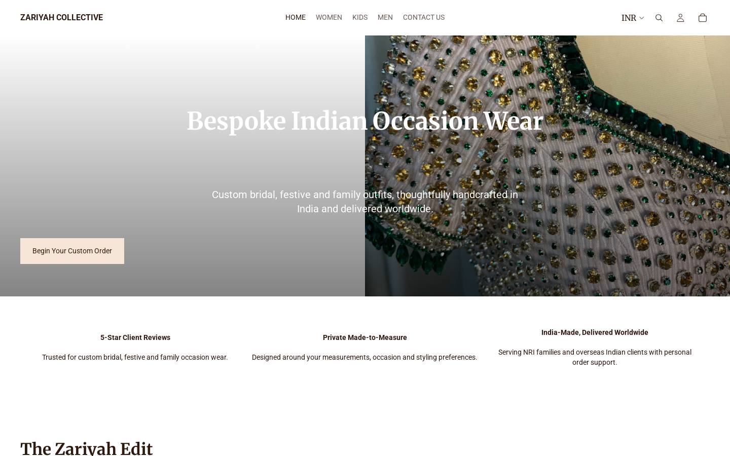 zariyahcollective.com homepage screenshot