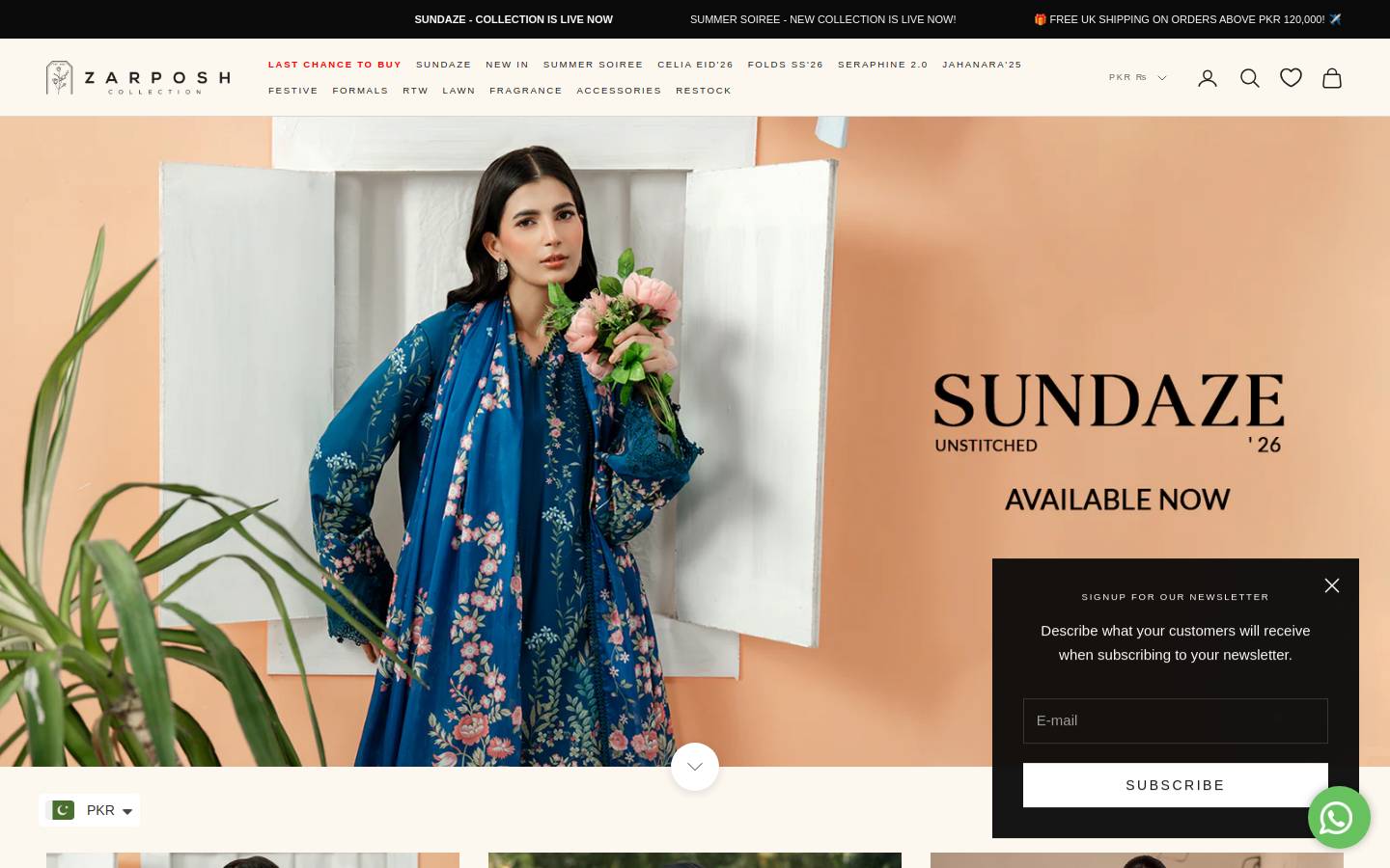 zarposhcollection.com homepage screenshot