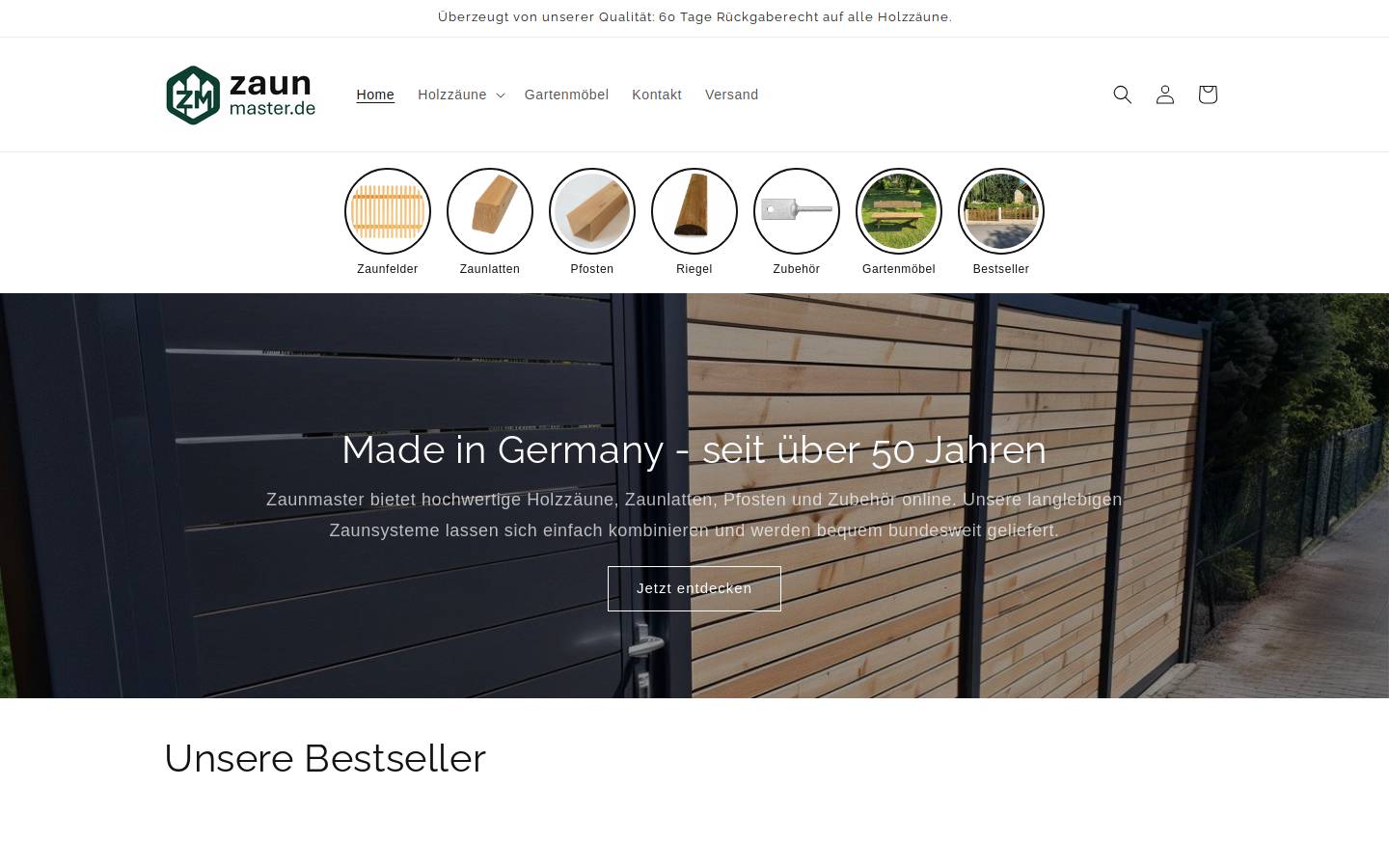 zaunmaster.de homepage screenshot