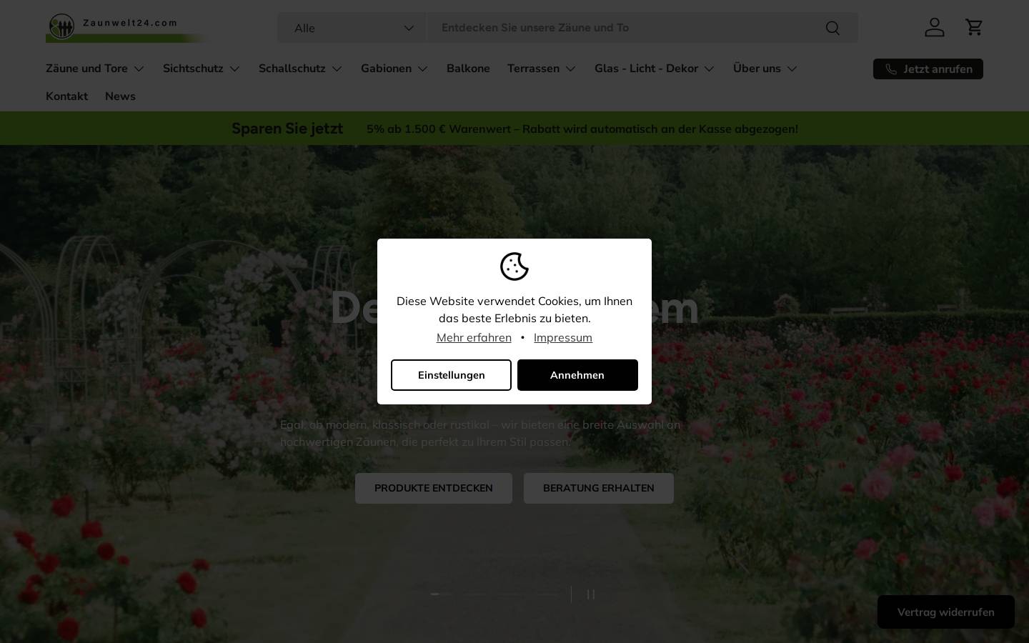 zaunwelt24.com homepage screenshot