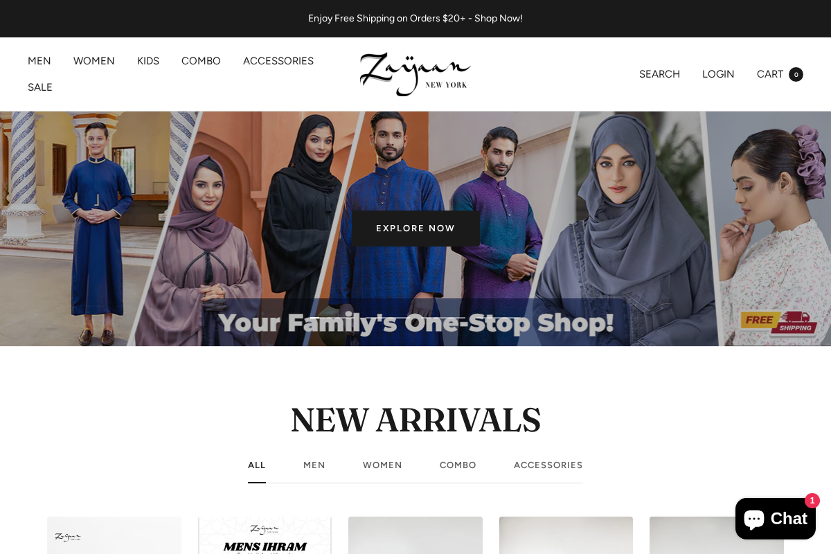 Zayaan New York homepage screenshot